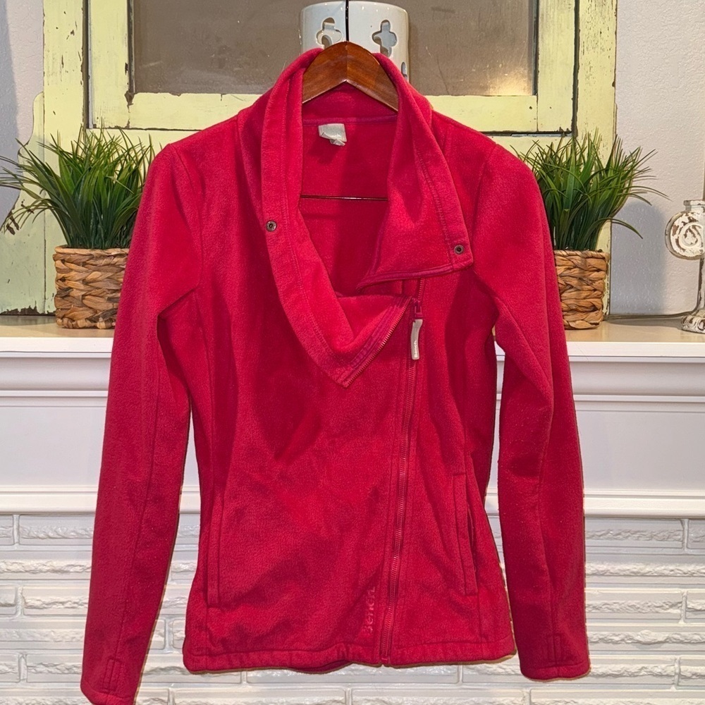 Bench Pink Fleece Asymmetric Zip Sweater Urban Wear Athletic Pockets Size M